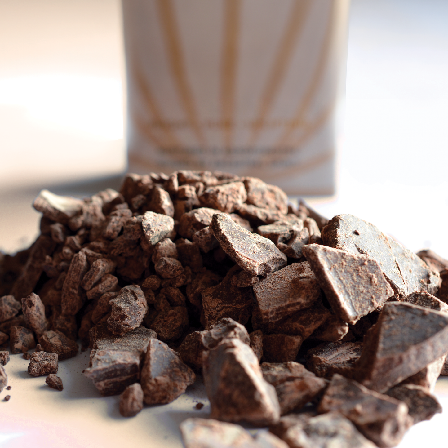 Close-up of ceremonial cacao with packaging